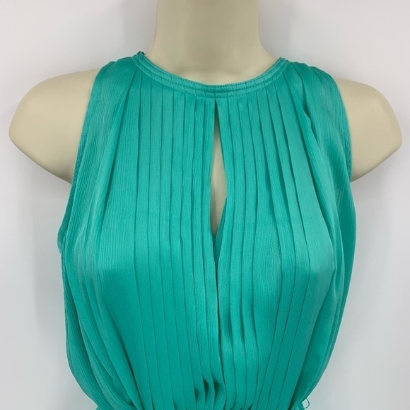 DVF Diane von Furstenberg Ria Crest green pleat shift dress chiffon new Small 4 - Picture 2 of 5